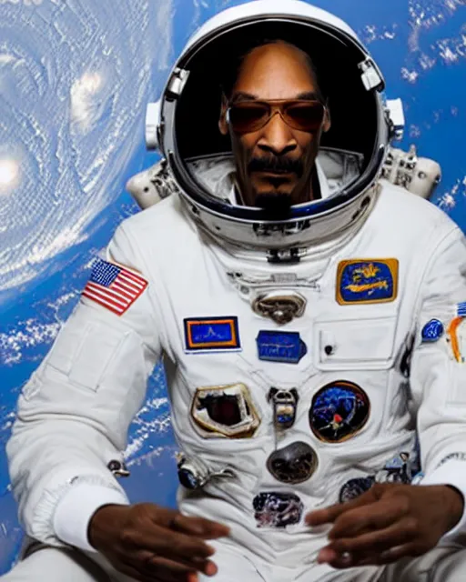 Prompt: snoop dogg, smoking a fat blunt, in the international space station, 4 k