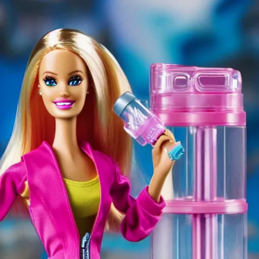 Image similar to barbie holding a vape