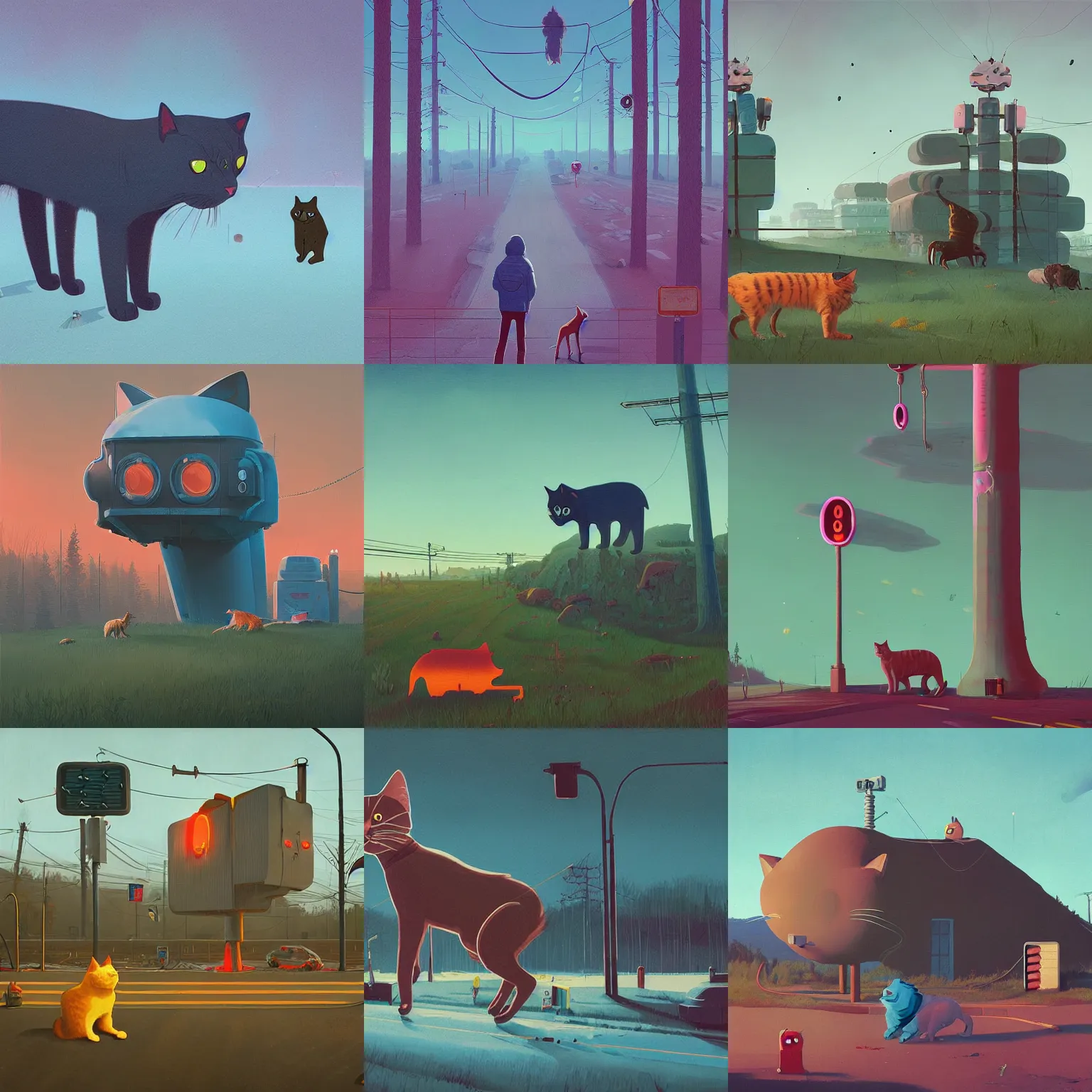 Prompt: cat simon stalenhag