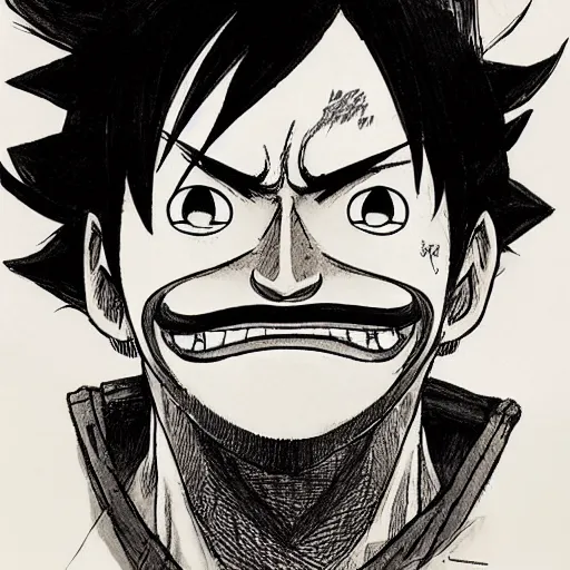 Image similar to [ luffy mustache ] ( by kim jung gi ) ( by george morikawa )