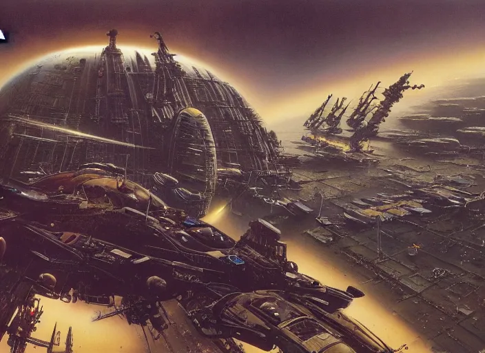 Prompt: empty, cinematic matte painting, peter elson, chris foss, john berkey, terran trade authority