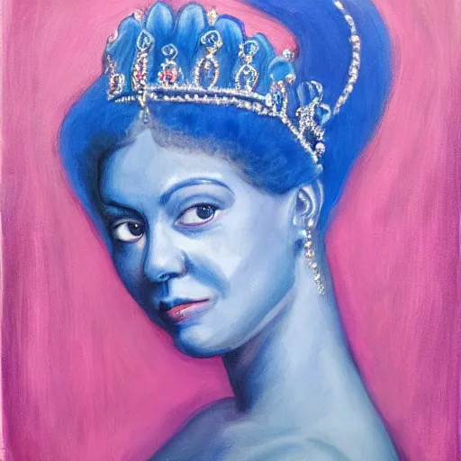 Prompt: portrait of a blue and pink queen