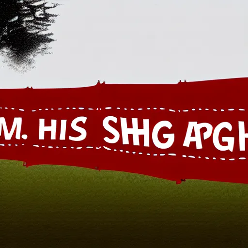 Prompt: a banner with the words ( ( ( art. shiggl. es ) ) ) in red impact font