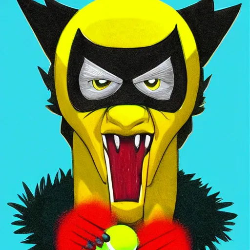 Prompt: a tennis ball monster ,tennis ball, colorful, wolverine, chalk ,digital art, fantasy, magic, trending on artstation, ultra detailed, professional illustration by Basil Gogos