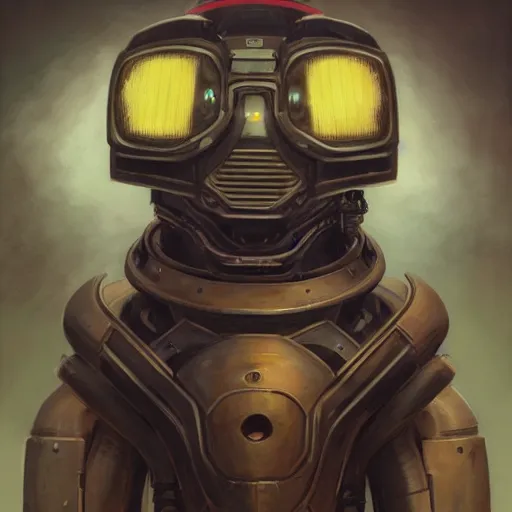 Image similar to the doomslayer as anthropomorphic smiling shiba inu a realistic scifi cyberpunk power armor robot, closeup portrait art by donato giancola and greg rutkowski, vintage retro scifi, realistic face, digital art, trending on artstation, symmetry