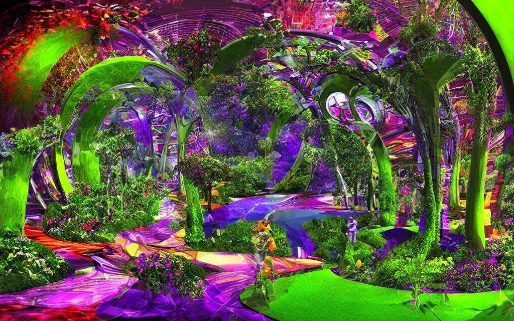 Image similar to techno - spiritual utopian futurist garden, perfect future, award winning digital art
