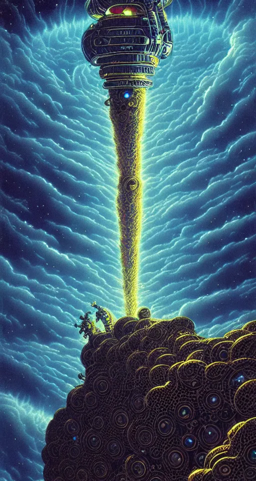 Image similar to a cosmic storm in space, close up, concept art, intricate details, highly detailed, vintage sci - fi poster, in the style of chris foss, rodger dean, moebius, michael whelan, and gustave dore