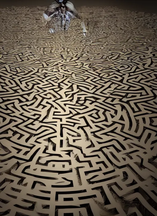 Prompt: : human with maze pattern skin all over hyper detailed dalle2 3d render unity gigapixel unrealengine octane