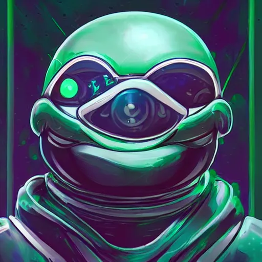 Image similar to digital futuristic happy pepe, artstation, modern, hyper detailed, programming