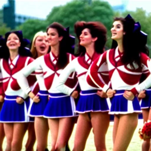 Image similar to phoebe cates as a cheerleader, 4 k, cinematic