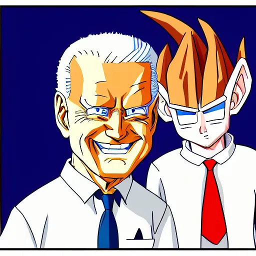 Image similar to : president biden and freeza, anime cartoonstyle, dragonball z