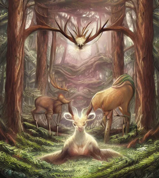 Image similar to ancient animal god in a forest by aoshima, chiho - digital art