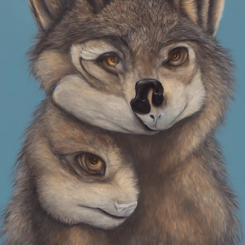 Image similar to oil painting of anthromorphic female wolf in style of zootopia female fursona furry furaffinity 4 k deviantart furry art fursona ar