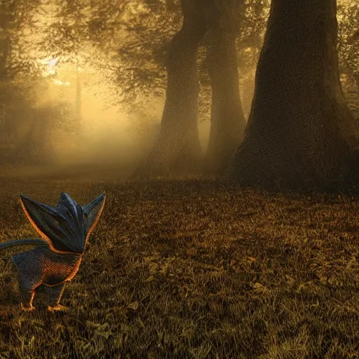 Image similar to real life Pokemon, creepy!!!, scaly!!!, menacing!!!, grotesque!!!, evil!!!, ultra realistic, golden hour, fog, volumetric lighting, sharp focus