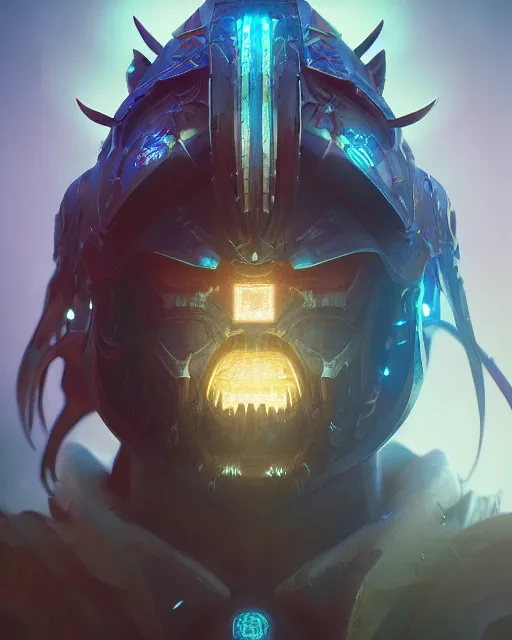 Image similar to diablo action game robot shaman by artgerm, greg rutkowski, alphonse mucha, cgsociety and beeple highly detailed, sharp focus, cinematic lighting, illustration, art, octane render, unreal engine lumen, very coherent. cinematic, hyper realism, high detail, octane render, 8 k