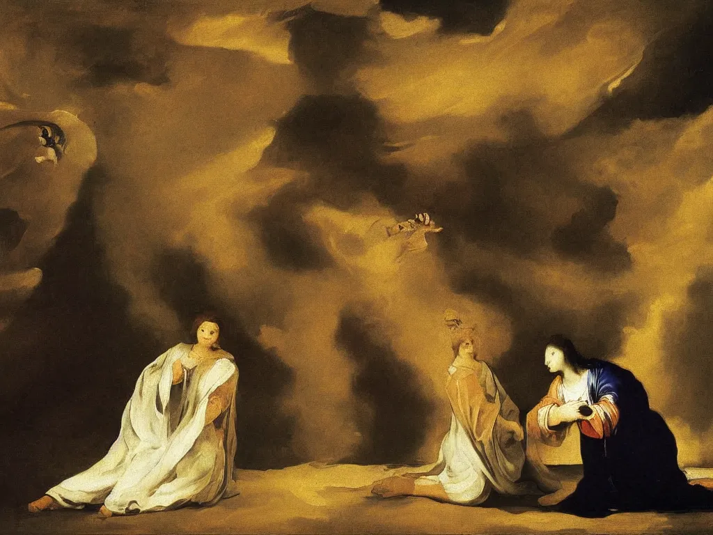 Image similar to the annunciation oil painting by francisco Goya