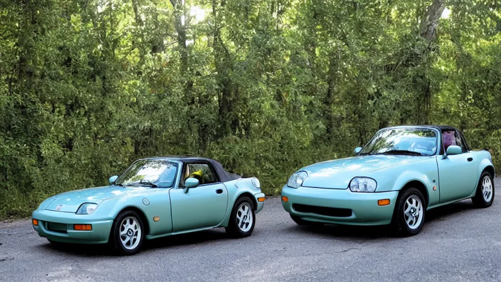 Image similar to 1 9 9 0 mazda miata from my neighbor totoro ( 1 9 8 8 )