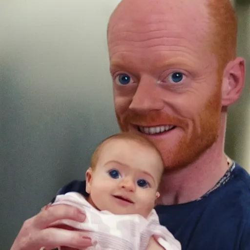 Prompt: max branning holding his new baby