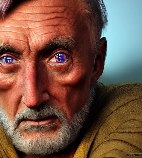 Prompt: portrait of dennis hopper by greg rutkowksi, extreme detail, 8 k, intricate abstract, unreal engine tech demo, vivid colors