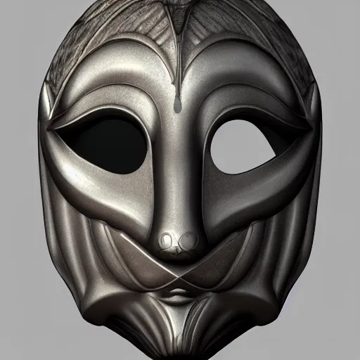 Prompt: venetian futuristic bauta mask, houdini render