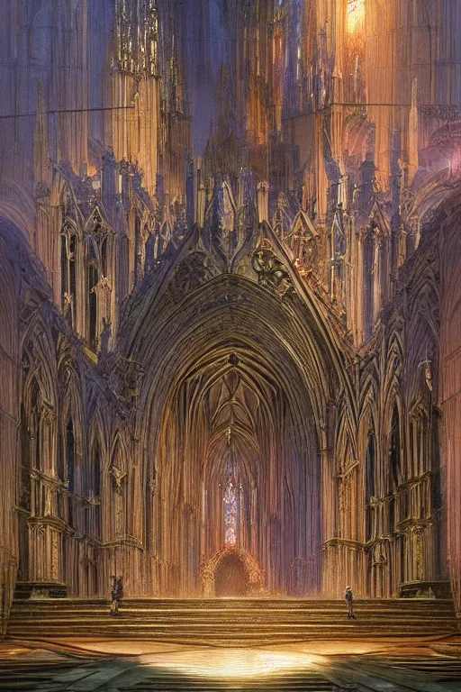 Prompt: the most amazing dream you ever had about a fantasy cathedral in heaven, hyper realistic, concept art, intricate, hyper detailed, smooth, ambient volumetric lighting, high contrast, vibrant, hd, octane, jim burns, moebius!!!