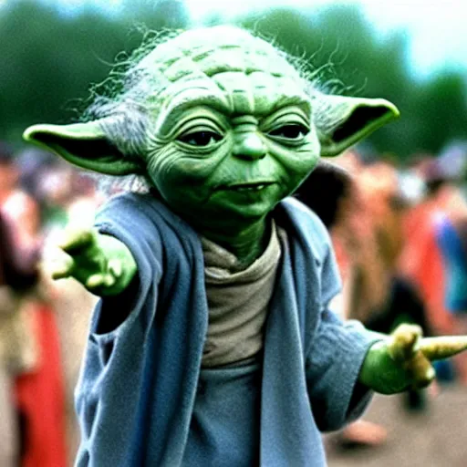 Image similar to yoda performing at woodstock