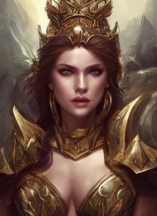 Prompt: a ruthless beautiful woman paladin, 8 k, perfect body hyperrealistic, dragon slayer, hyperdetailed, fantasy portrait by laura sava