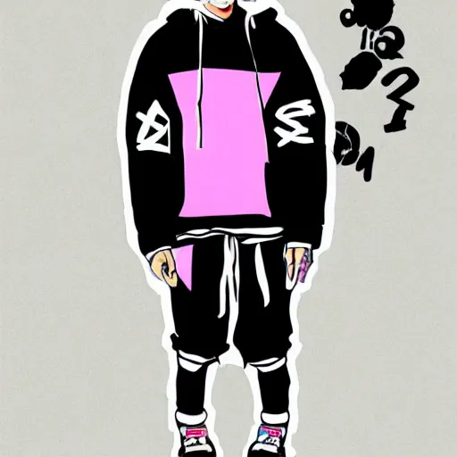 Image similar to streetwear fashion influencer character illustration pastel colors hypebeast bape anime style