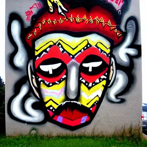 Image similar to transylvanian folk art, in the style of graffiti, made by jr