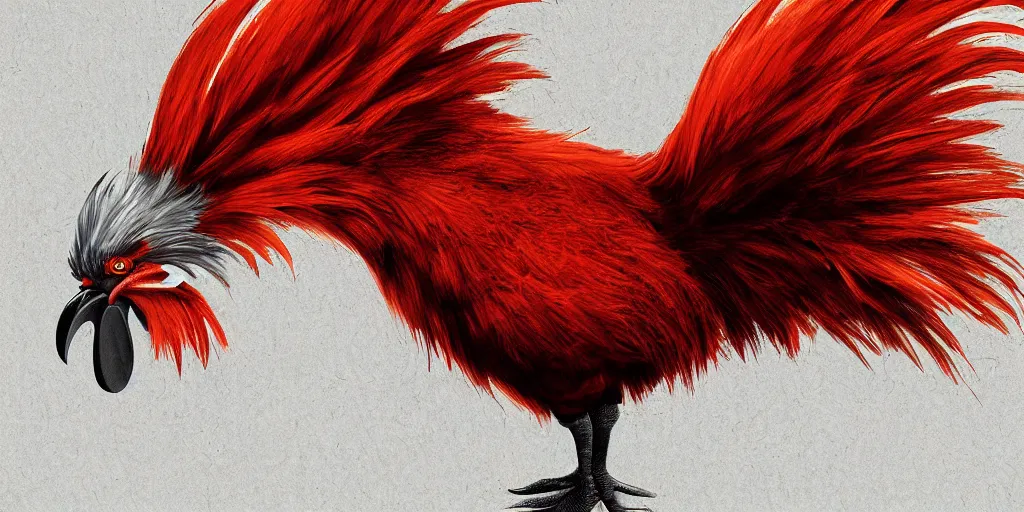 Image similar to digital painting of an angry rooster, by willian santiago and karl wilhelm de hamilton