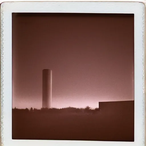 Prompt: impossibly large concrete structure, minimalist architecture, megalophobia, foggy, old polaroid, expired film,