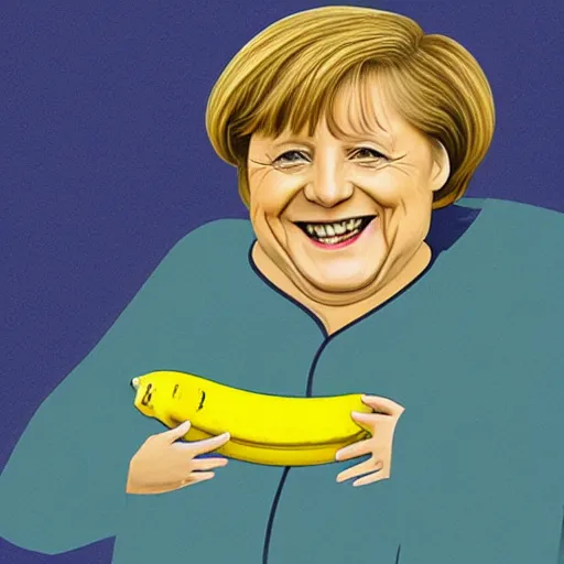 Image similar to angela merkel as a banana, caricature