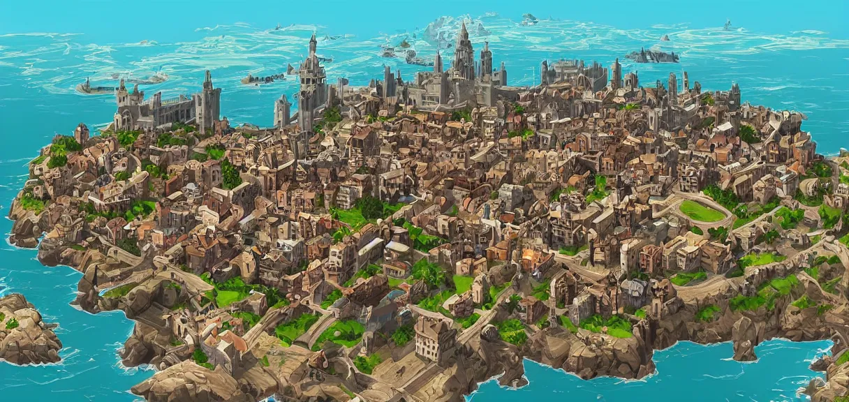 Image similar to “ the city of king's landing from game of thrones, but in the style of fortnite, digital art, award winning ”