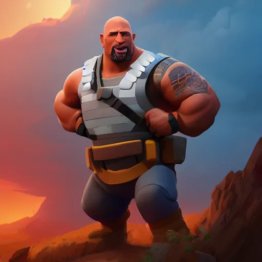 Image similar to Dwayne Johnson as a Clash Royale character, mattepainting concept Blizzard pixar maya engine on stylized background splash comics global illumination lighting artstation lois van baarle, ilya kuvshinov, rossdraws