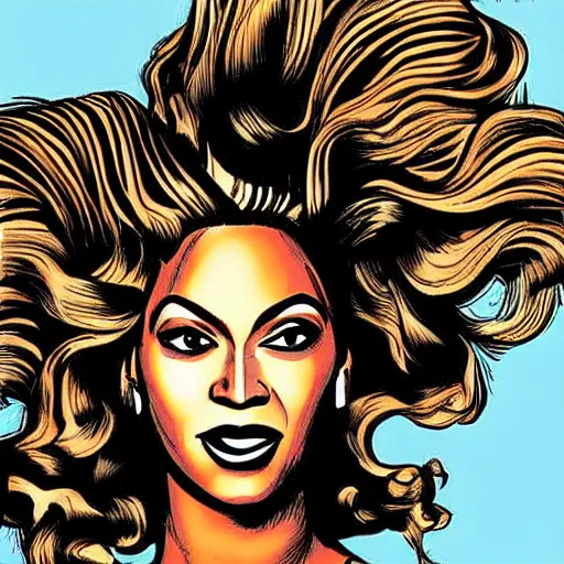 Prompt: beyonce in the style of dan parent, comic book