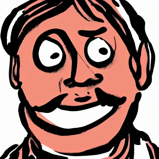 Prompt: portrait of a cook or chef smiling at the camera, cartoon, digital art, symmetrical face