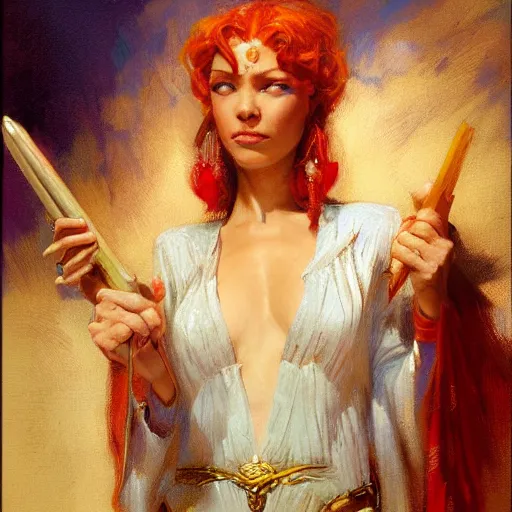 Image similar to female mage, sunny, painting by gaston bussiere, craig mullins, j. c. leyendecker