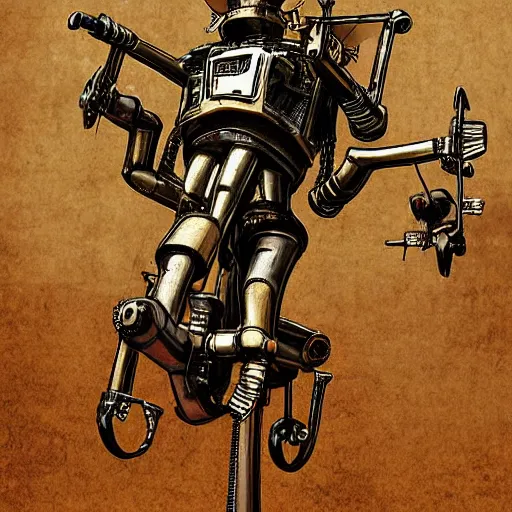 Image similar to steam punk robot crucified by matthias grunewald