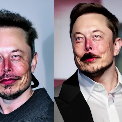 Image similar to elon elon with extra scratchy mcpatchy facial hair and a thin patchy fu manchu