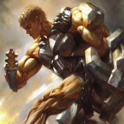 Image similar to muscular genos by daniel gerhartz, trending on art station