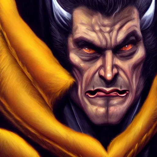 Image similar to portrait of trump dracula, wolverine, intricate, elegant, highly detailed, centered, grungy, digital painting, artstation, concept art, smooth, sharp focus, boris vallejo