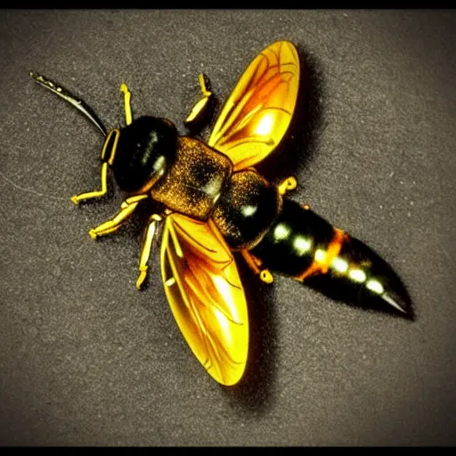 Prompt: Hirō Isono Style Alien Wasp Hornet HDR