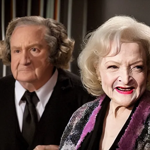 Prompt: neo-noir movie with betty white, murder mystery