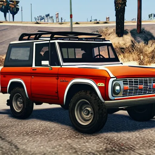 Image similar to OJ Simpson in GTA V driving a white ford bronco