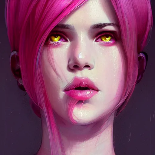 Prompt: half - voidcore symmetrical woman with cute - fine - face, pretty face, white and pink hair, realistic shaded perfect face, extremely fine details, by realistic shaded lighting, dynamic background, poster by ilya kuvshinov katsuhiro otomo, magali villeneuve, artgerm, jeremy lipkin and michael garmash and rob rey, pascal blanche, riot games