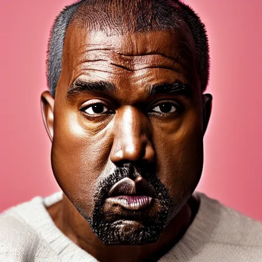 Prompt: the face of older kanye west at 5 0 years old, portrait by julia cameron, chiaroscuro lighting, shallow depth of field, 8 0 mm, f 1. 8