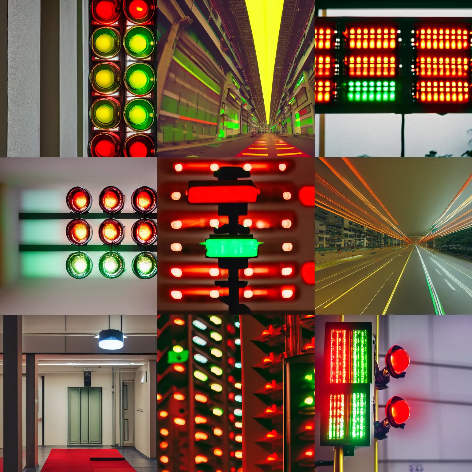 Prompt: Taiwan traffic lights inside a spacious apartment interior cinematic lighting vray 8k low angle shallow depth of field, green light, amber light, red traffic light