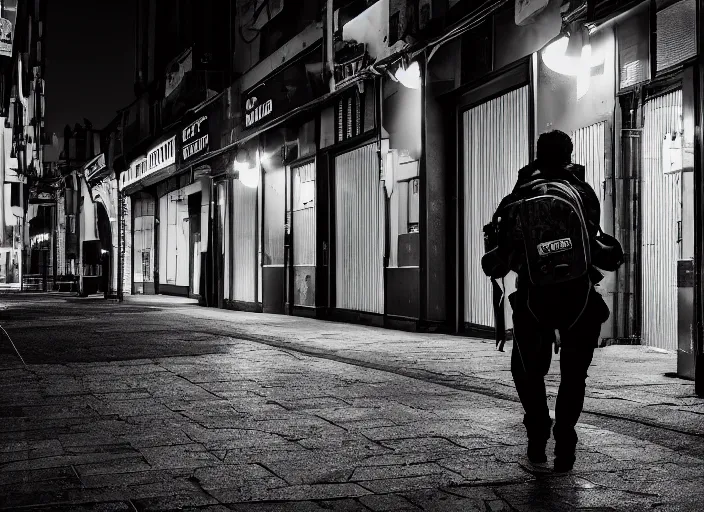 Prompt: photography of a Cat carrying a backpack . in a cyberpunk street. award winning photo, led lighting, night, 24mm, sharp, high res