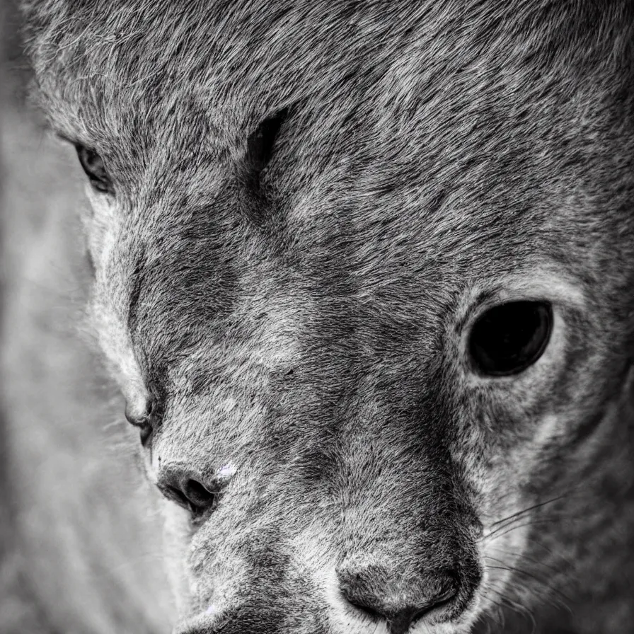 Image similar to the face of a mammal, portrait, photography, amazing shadows