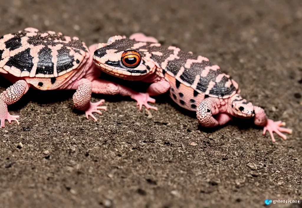 Image similar to Photo of a lone young New Zealand pink gecko tortoise looking at the camera, cute, nature photography, National Geographic, 4k, award winning photo